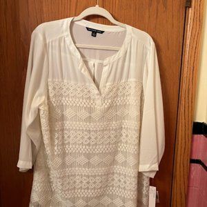 Zac & Rachel Ivory sheer tunic with embroidered design